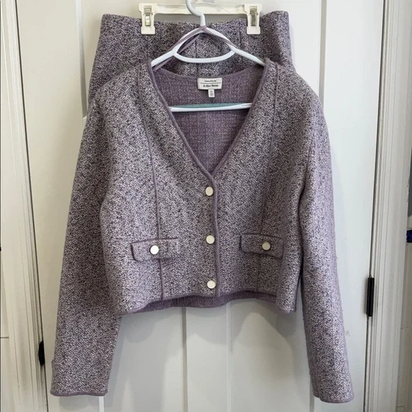 & Other Stories Lavender Tweed Cropped Button Cardigan - Picture 1 of 12